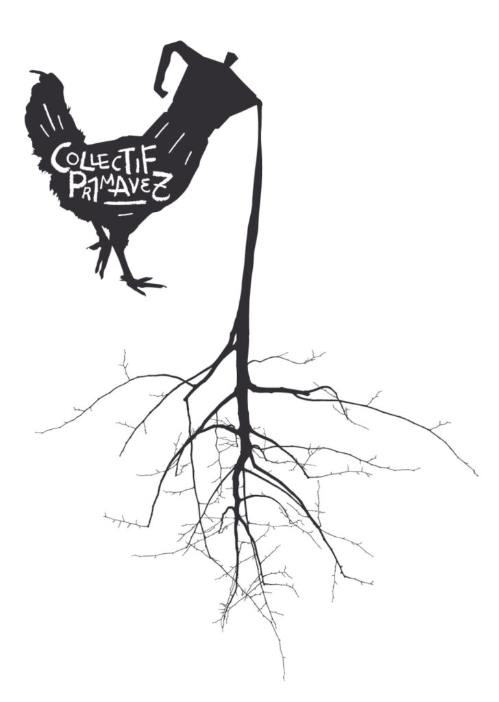 Logo collectif primavez with tree. Contemporary Circus Artists